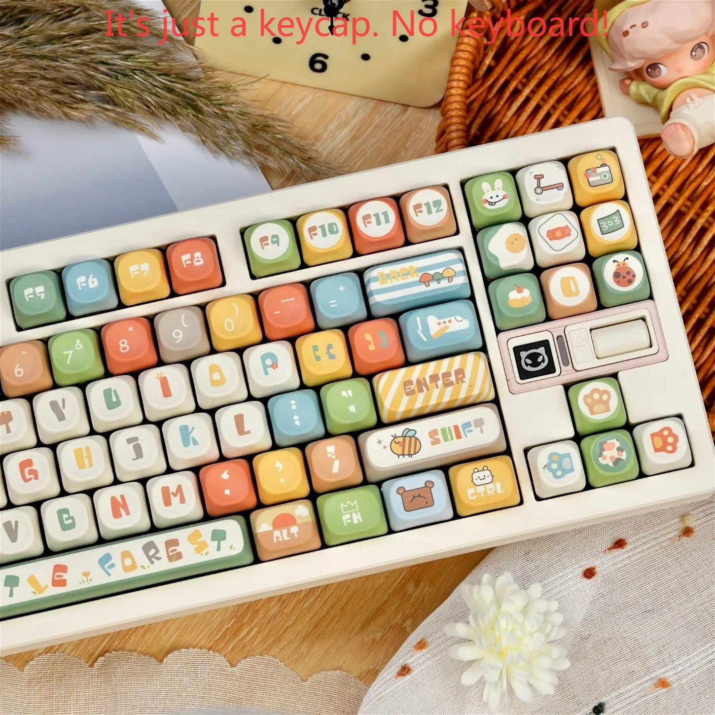 Forest Mobilization Theme MOA Cute Cartoon Keychain Kit PBT 131 Keys DIY Personalized for 60/64/84/98/108 Mechanical Keyboard