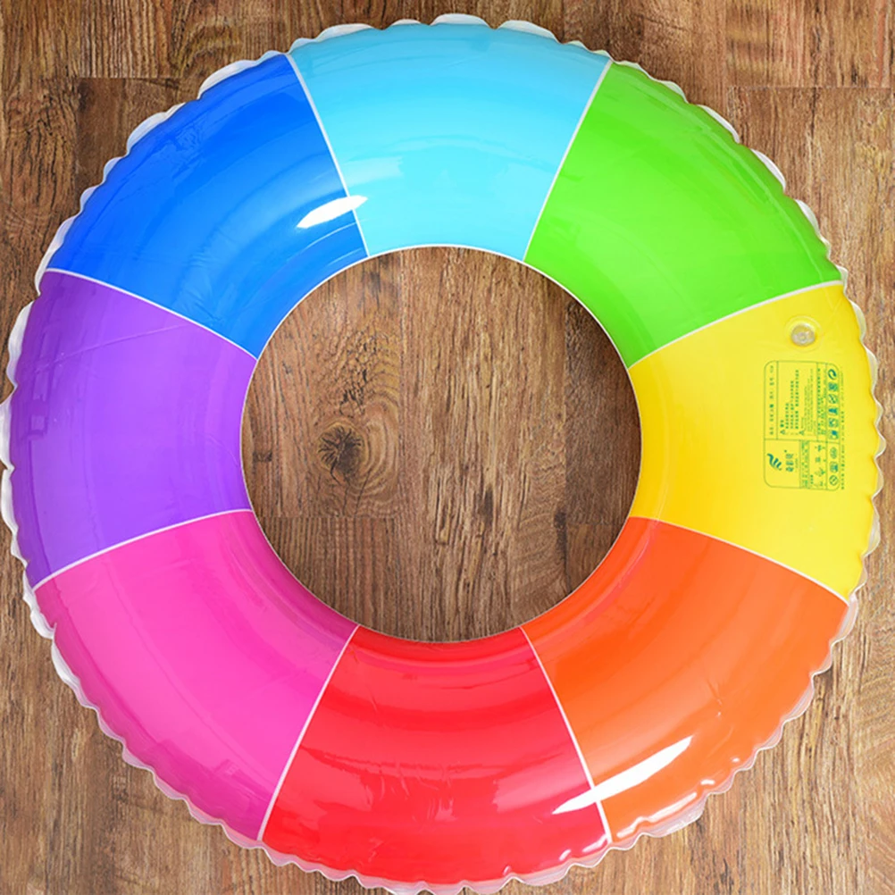 

Thicken Plastic Rainbow Design Inflatable Swimming Ring Safety Aid Float Seat Ring Sports Accessory for Adults Children (80cm, R