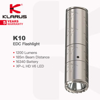 Klarus K10 Portable Exquisite EDC Flashlight, 1200 Lumens,Rechargeable 16340 Battery,Titanium Alloy,Window Breaker for Emergency