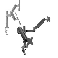 Single Monitor Stand Premium Slim Adjustable Spring-Assisted Full Motion Holder Bracket Arm for 17 to 32 inch Computer Screen