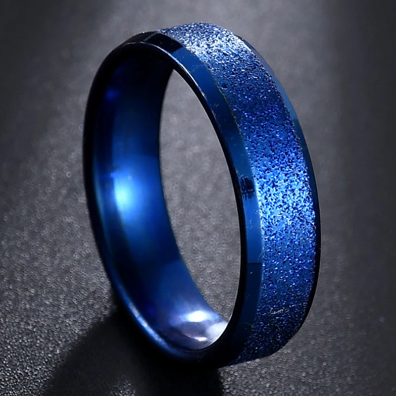 MeMolissa 6/8MM Minimalist Style Blue Stainless Steel Ring for Men Women Wedding Party Anniversary Rings Best  Jewelry Gift