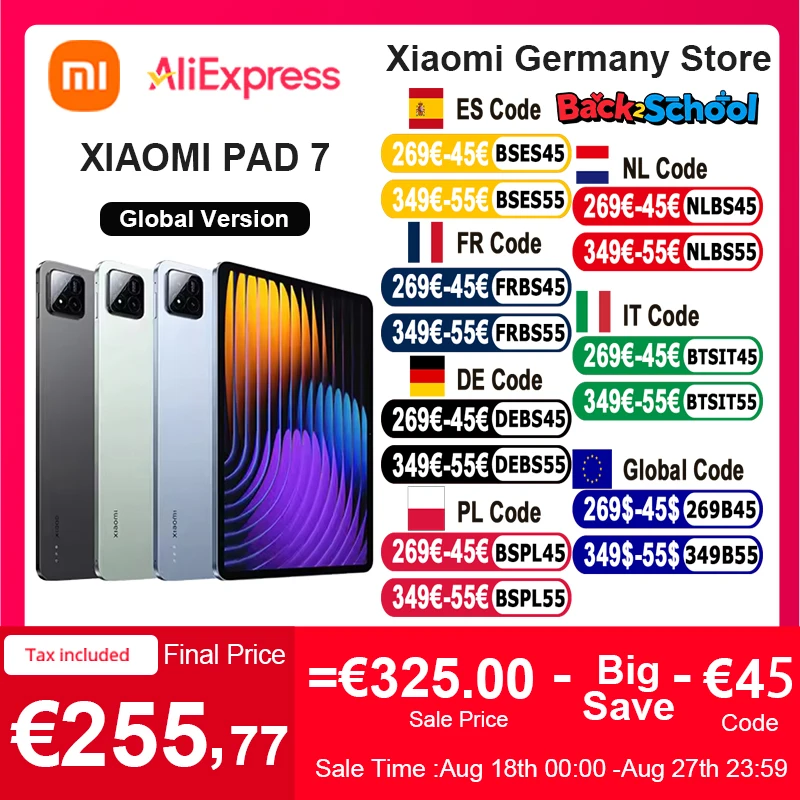 Versione Globel Xiaomi Pad 7 8850mAh Batteria 144Hz 11.2 '' Schermo Quad Altoparlanti Tablet 45W turbo ricarica Dolby Visione