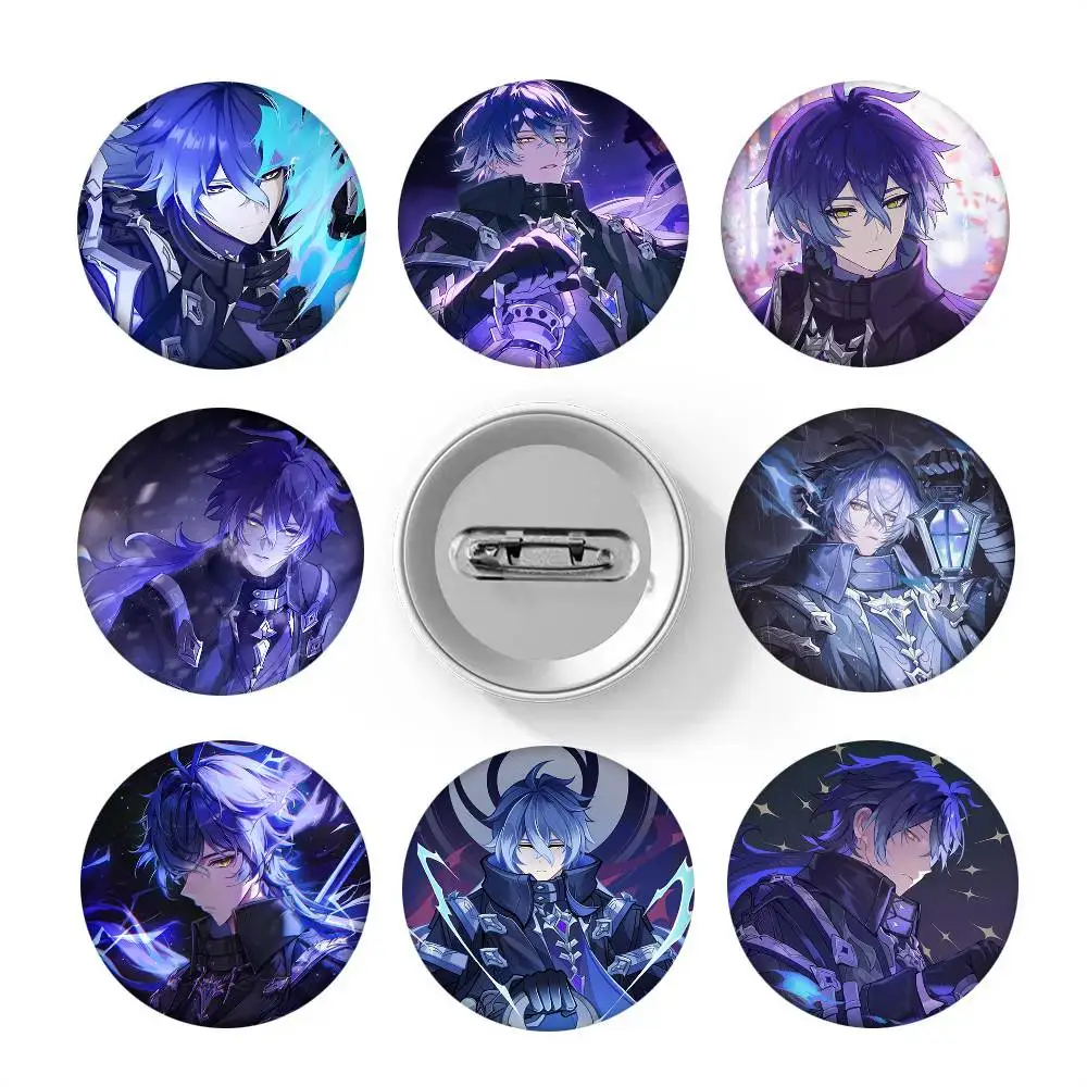 Niedliche, lustige Genshin Impact Flins Runde Anstecknadel Kreative Brosche Kleidung Rucksack Accessoires Reversnadel