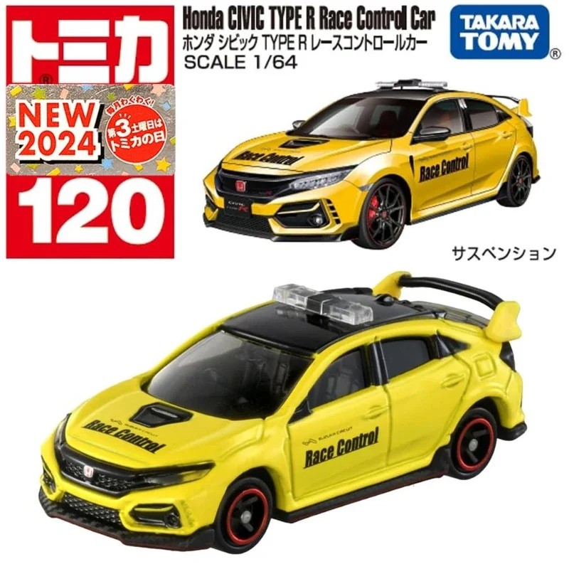 TAKARA TOMY-Tomica NO.120 1/64 Honda Civic Type R Race Control Car, Alliage Jouet, Véhicule à moteur, Modèle en métal moulé sous pression, Cadeaux