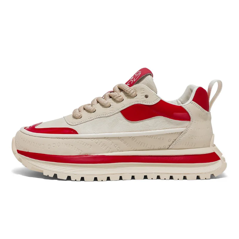 

2026 Trend Fashion Sport Shoes For Men PU Leather Waterproof Male Running Footwear Outdoor Working Men's Sneakers Anti-scratch