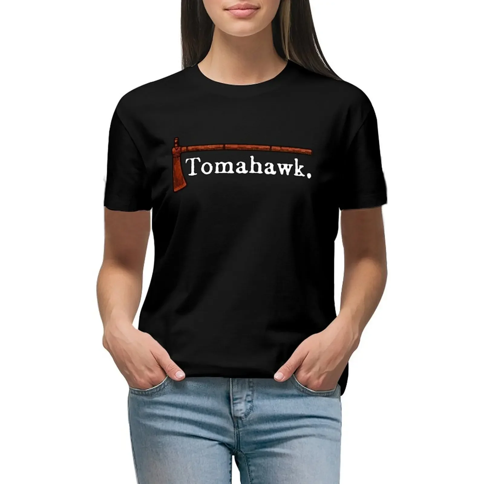 

Tomahawk logo T-Shirt plus sizes oversized Aesthetic clothing new edition t-shirts for Women cotton