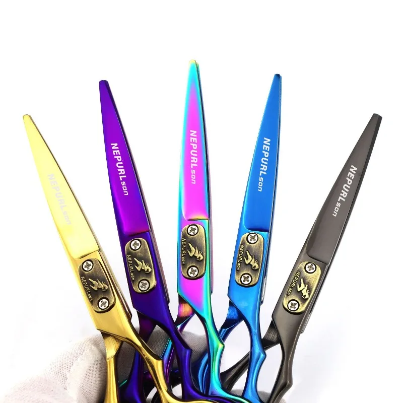 6.0-inch NEPURLson electroplated color hair scissors - multiple colors available - thinning scissors and cutting scissors