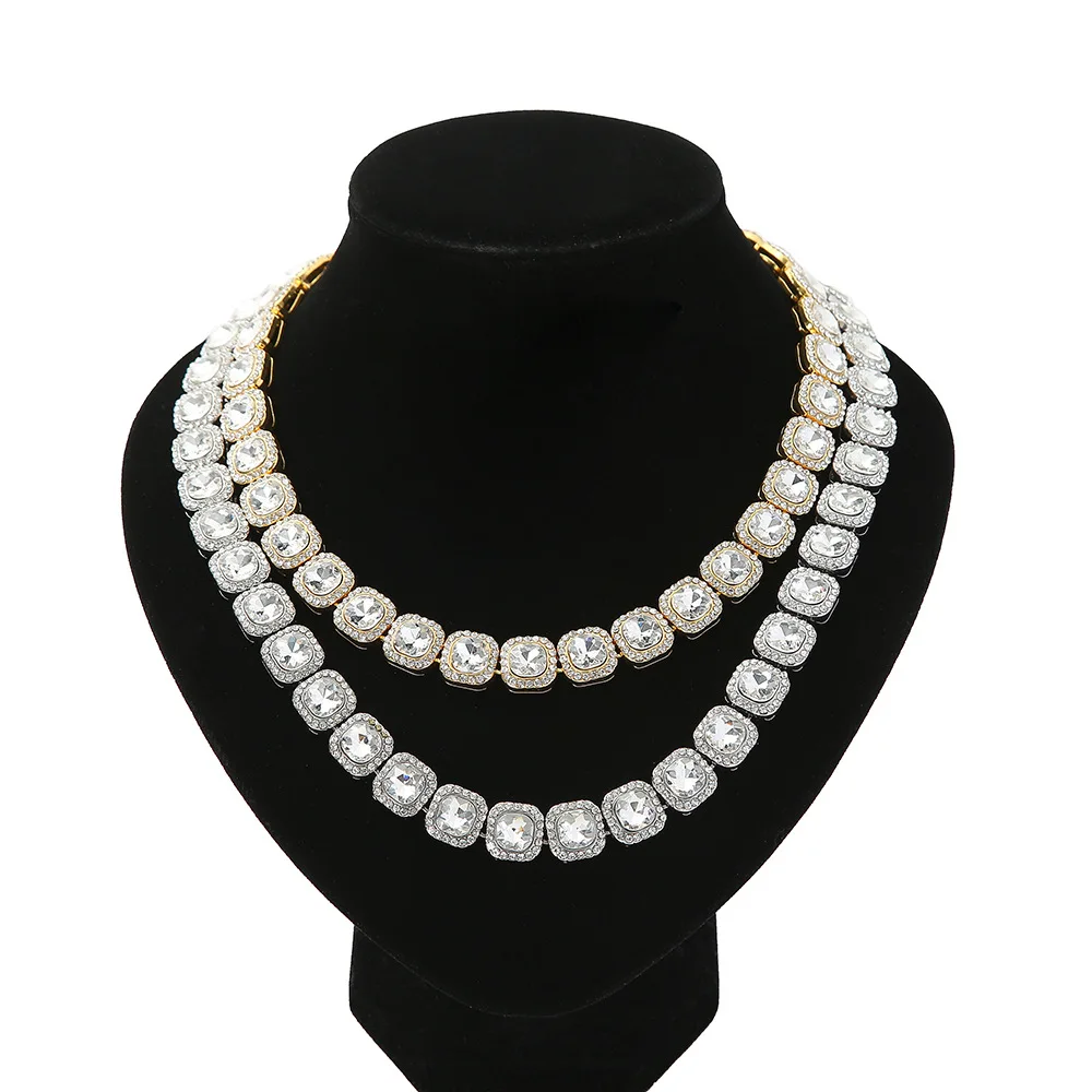DIY accessories European and American hip-hop men's square diamonds full of diamonds rock sugar heart necklace accessories night