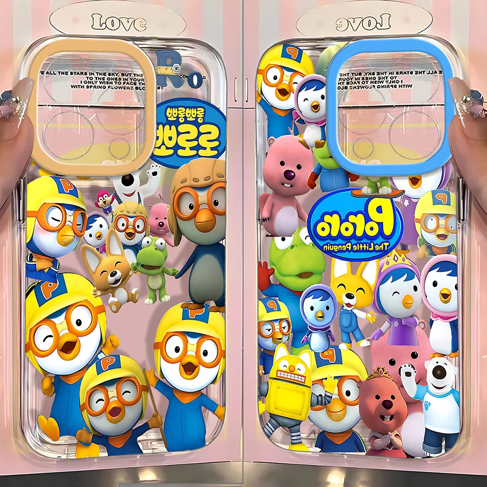 Cute Cartoon Pororos Phone Case For Samsung Galaxy S26 S25 S24 S23 S22 S21 FE Note20 Note10 Edge Plus Ultra Lite 5G Clear Cover