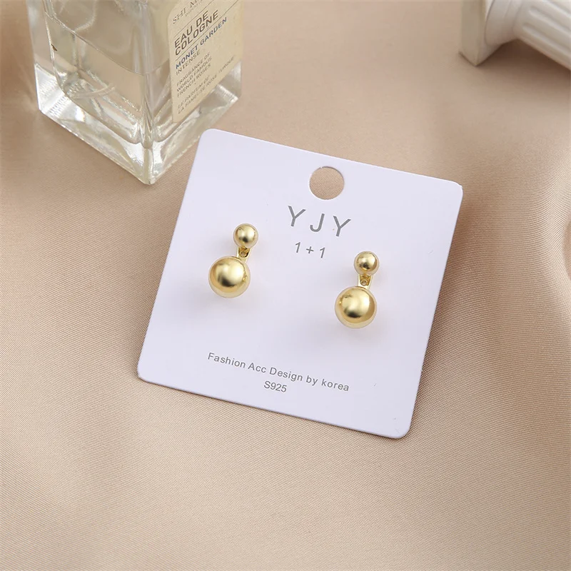 2023 Fashion Metal Ball-Shape Stud Earring for Women Girls Cute Glossy Gold Silver Color Unique Hanging Drop Earrings Jewelry