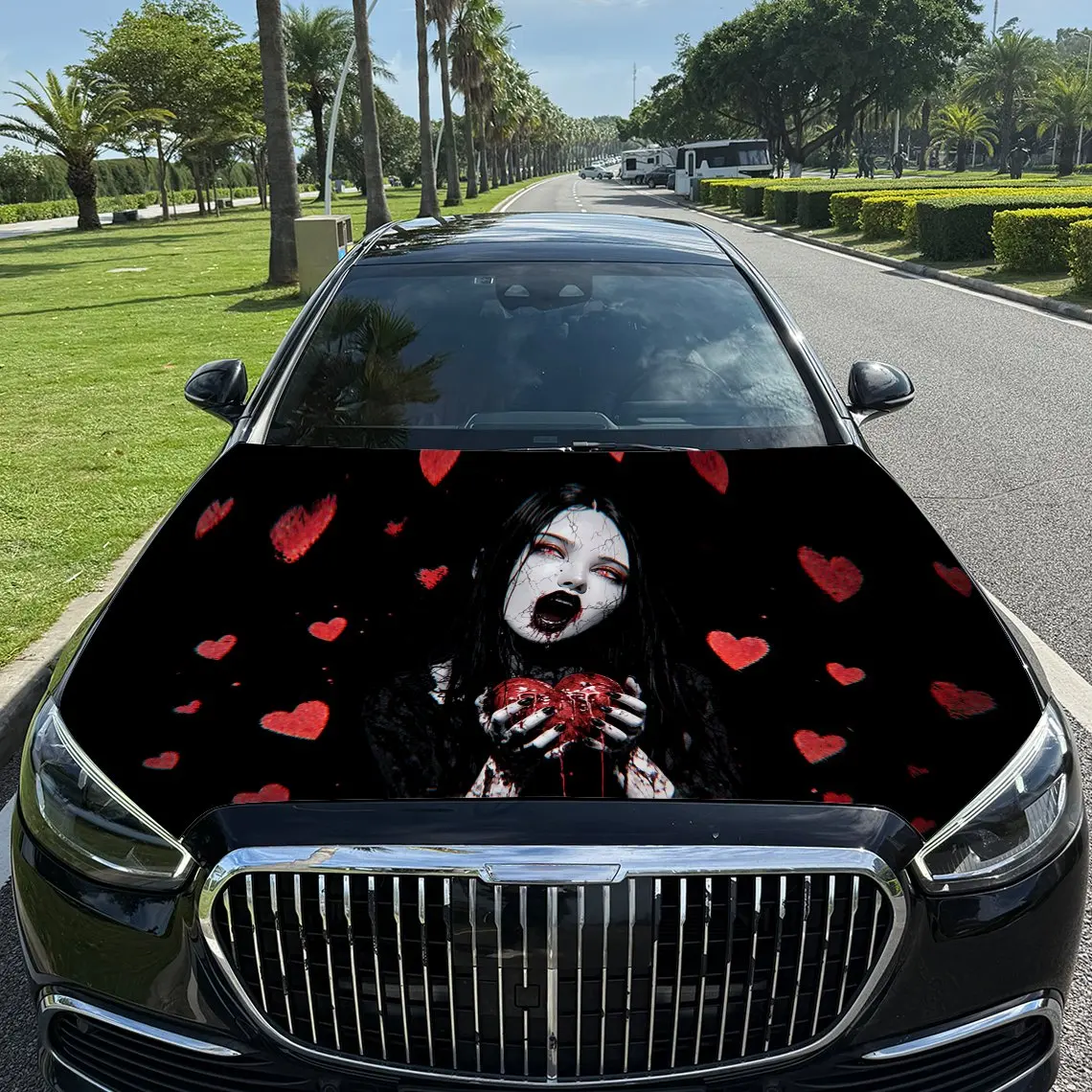 

Виниловая пленка в стиле сердца крови, водонепроницаемая наклейка на капот автомобиля из ПВХ, самоклеящиеся устойчивые к царапинам наклейки для двигателя C