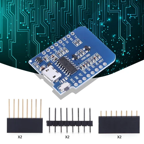 Imagen 2 del producto Placa de desarrollo WIFI ESP D1 Mini NodeMCU Lua IOT, 10-1 piezas, ESP8266, 2,4 V, con pines para Arduino