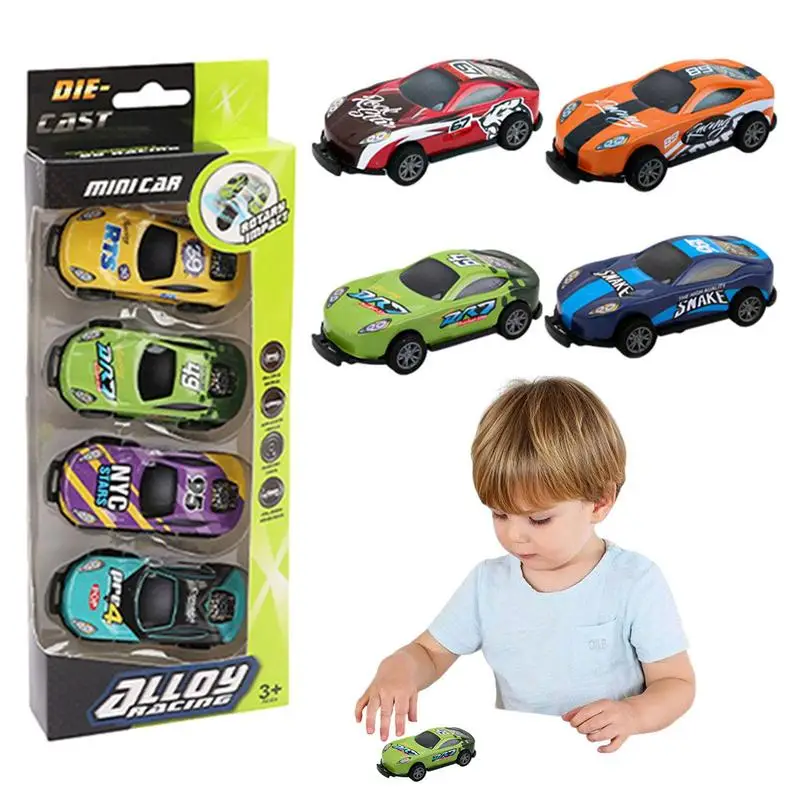 4/6pc Pull Back Cars Mini Race Car Pull Back Alloy Decorative Multifunctional Rubber Tires Toy Cars For Girls Boys Children Kids