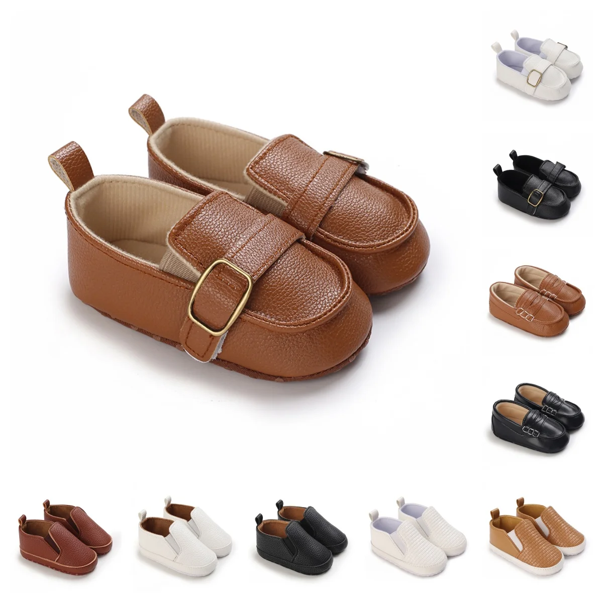 

Fashionable walking male baby formal gentleman PU soft cloth sole baby cloth front shoes casual flat shoes sports shoes 0-18M
