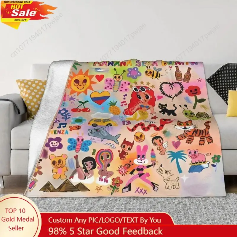 

Manana Sera Bonito Karol G Flannel Blankets Vintage Throw Blanket for Home Custom blankets