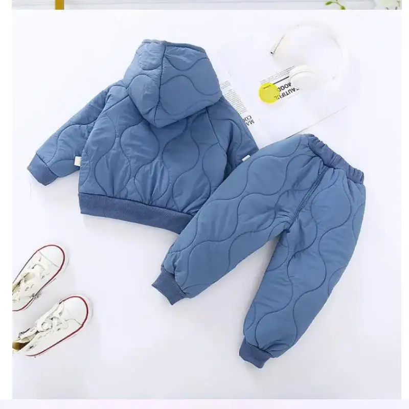 New Winter Baby Boys Clothes Full Sleeve Pants 2pcs/set Girl Hooded Keep warmSuits Children Clothing Sets Toddler Homewear