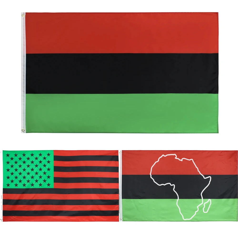 FLAGDOM  3x5Fts 90X150cm Pan African Afro American Flag For Decoration