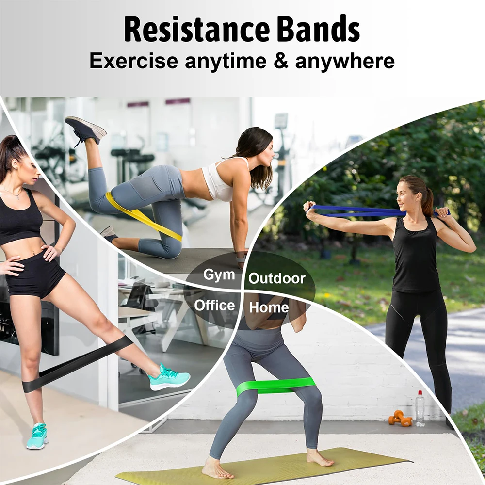 Set Of 5 TPE Resistance Bands Fitness Elastic Yoga Sport Exercise Bands Strength Training Home Workout Rubber Loop Gym Equipment