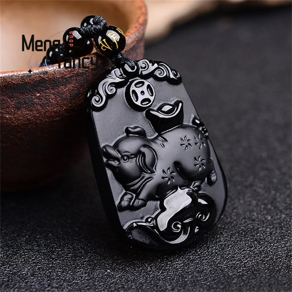 

Natural Obsidian Chinese Zodiac Pendant Retro Exquisite Mascots Fashion Jewelry Best Selling High-grade Holiday Gift Handicraft