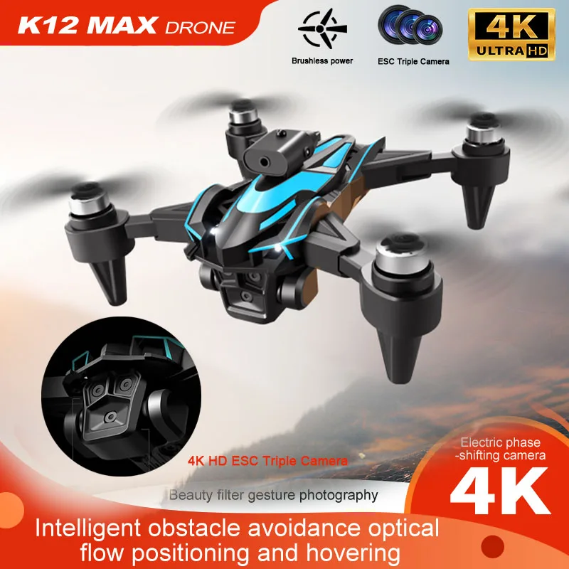 

2024 New K12 Drone 360° Intelligent Obstacle Avoidance 4K HD Three Camera Brushless Motor Foldable RC Quadcopter Drone Toys Gift