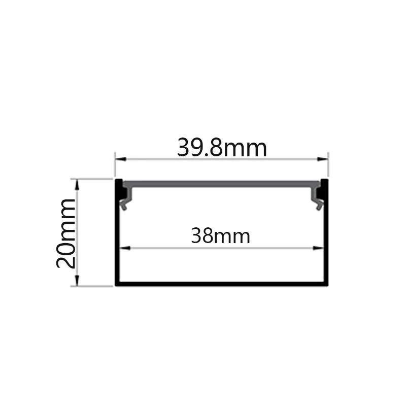 39.8x20mm Linear Light Line U-shaped Aluminum Profile Ceiling Hard Bar Strip Lighting