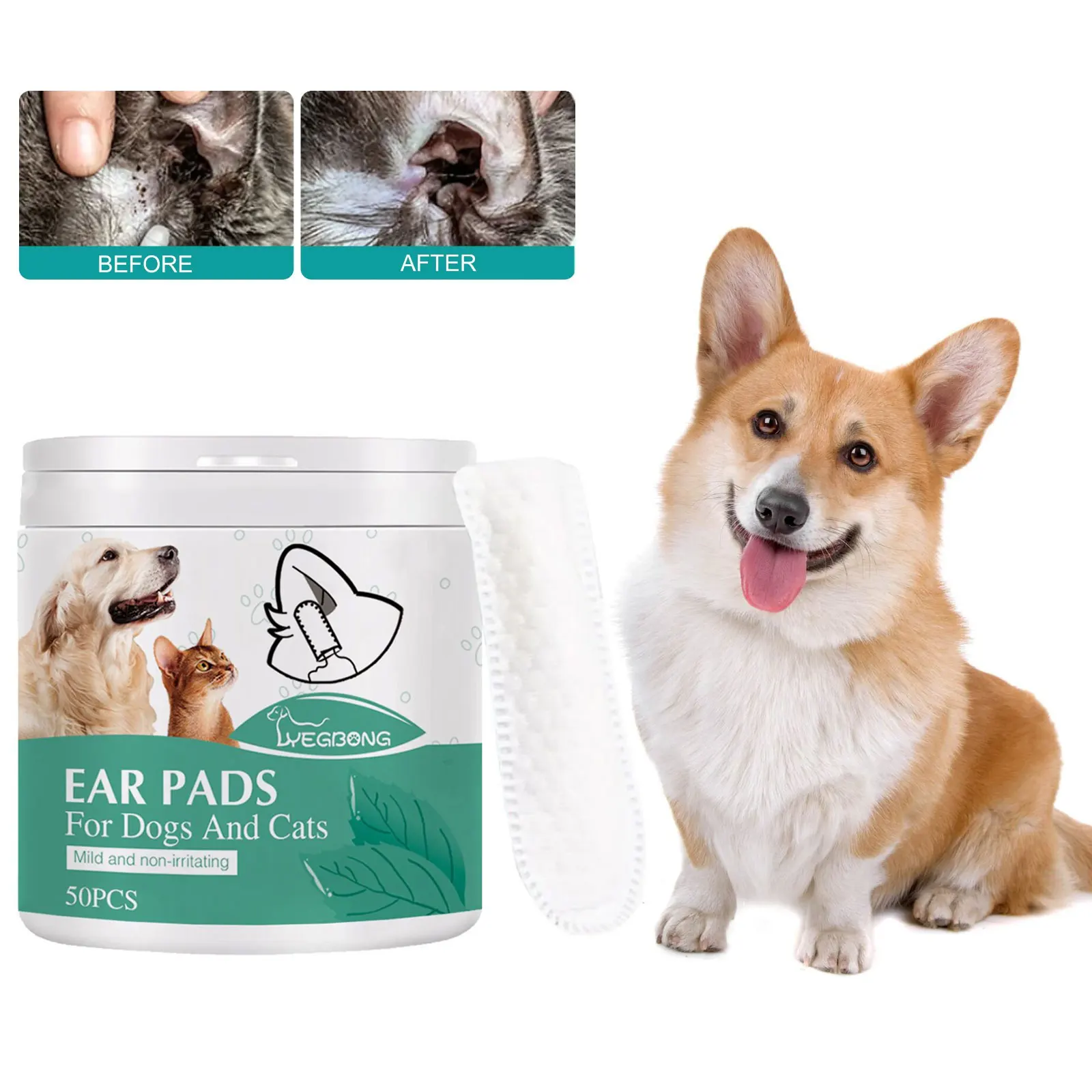 

Dog Ear Wet Wipes Remove Ear Dirt Odor Earwax Cleaning Ear Irritation Itching Relief Mite Flea Control Pet Cleaning Wet Tissue