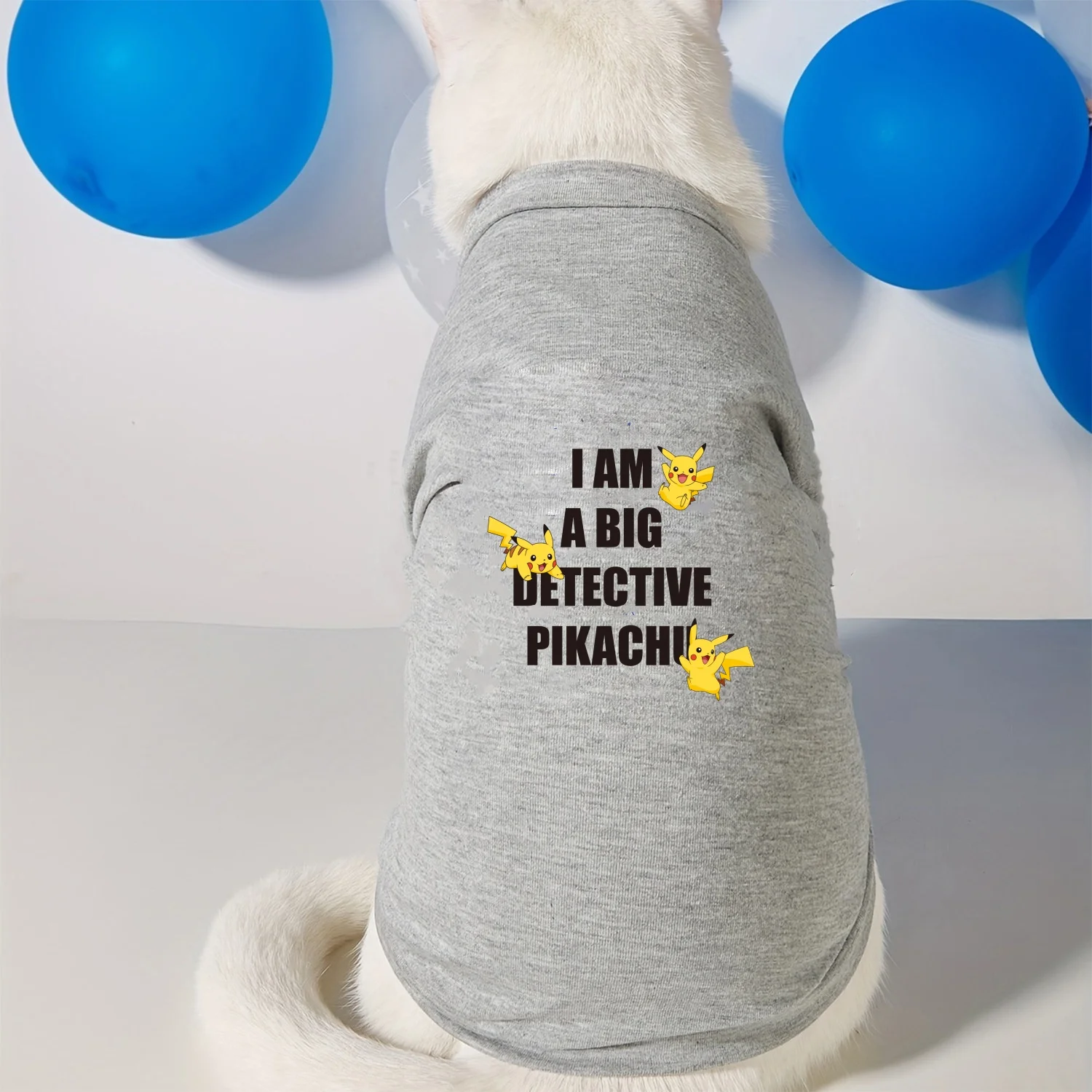 1pc  Minimalist letters&Pikachu printed pet  sleeved shirt, 