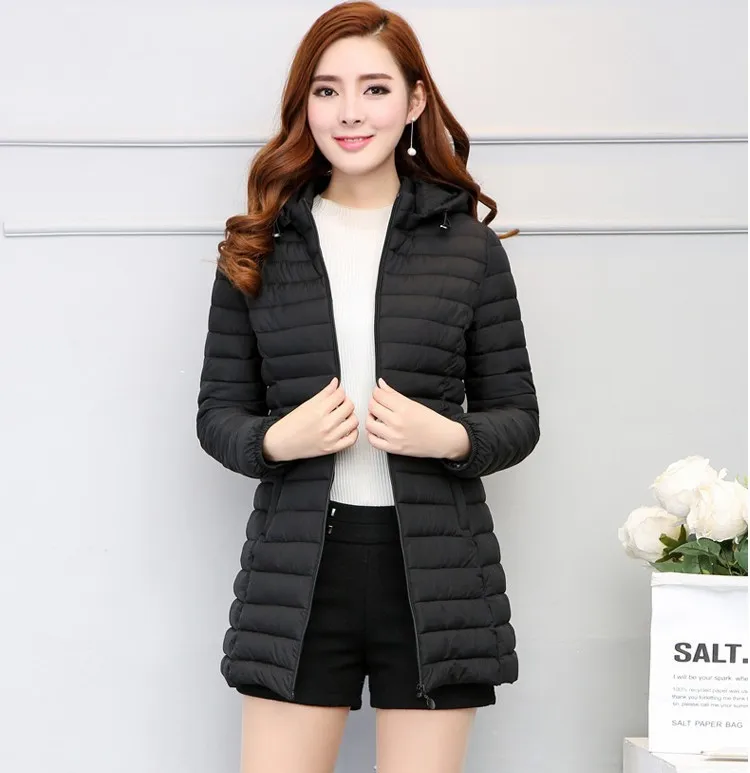 2025年韓国風ミドル丈レディース中綿コート、スリムフィット中綿ジャケット、大きいサイズダウン中綿ジャケット