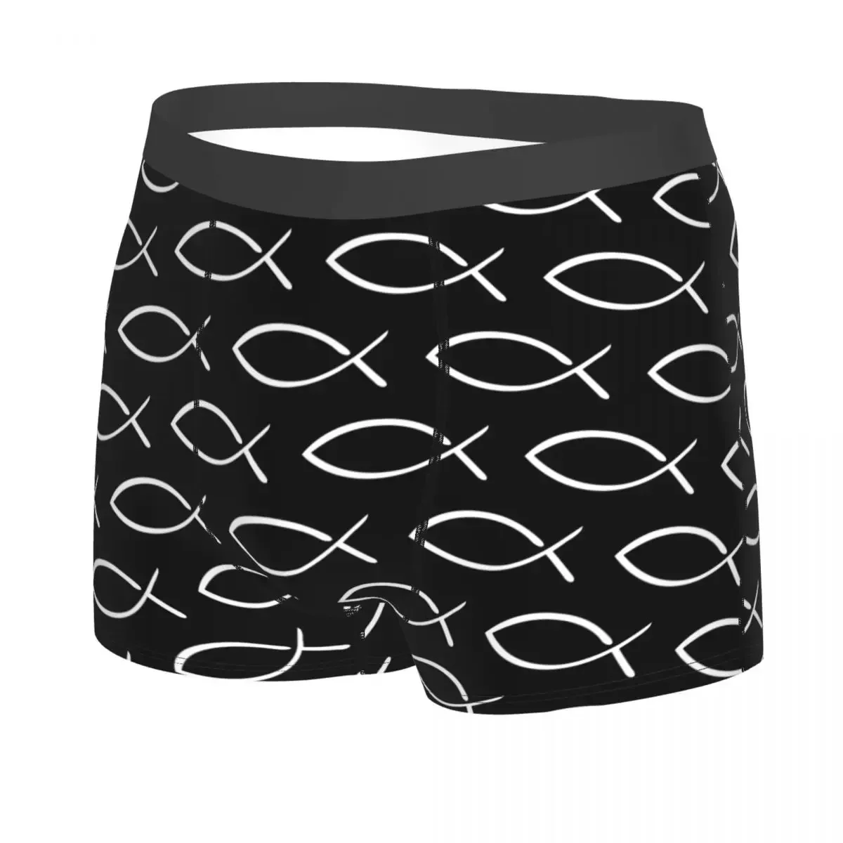 Fish Underwear Men Sexy Print Custom Christian Religious  Catholic Boxer Shorts Panties Briefs Soft Underpants