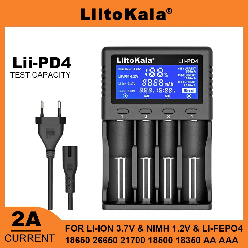 Liitokala Lii-PD4 Lii-402 Lii-S2 3,7 V 18650 18350 18500 16340 21700 20700 26650 1,2 V AA AAA NiMH литиевое зарядное устройство