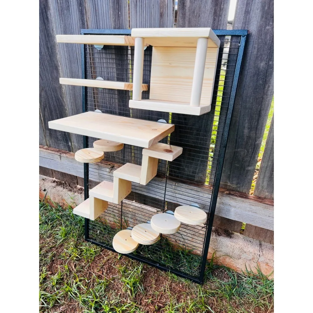 11 pc Kiln Dried Pine Chinchilla/Rat/Squirrel Cage Set up with Ledges Steps and Tunnel