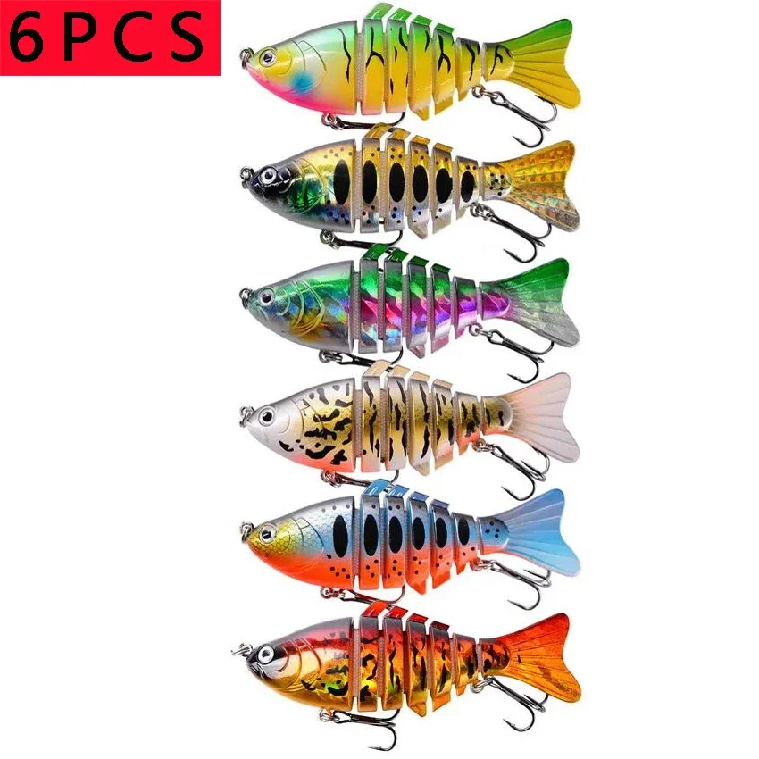 6PCS/Lot Jointed Multi 7 Sections Fishing Lures 10cm 15.6g Wobbler Artificial Joint Bait Swimbait Trolling Carp Fishing Tackle