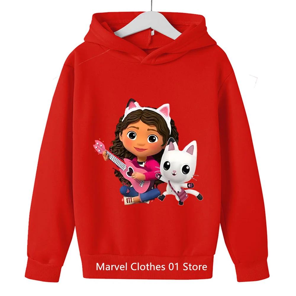 Kawaii Gabbys Dollhouse Hoodie Kids Clothes Girls Clothing Fashion Baby Boys Clothes Autumn Warm Sweatshirt Children Tops