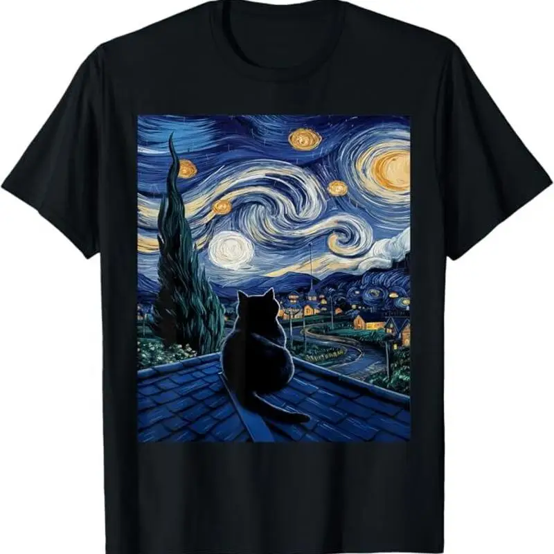 

Забавная футболка Cat Starry Night Van Gogh Art Lover