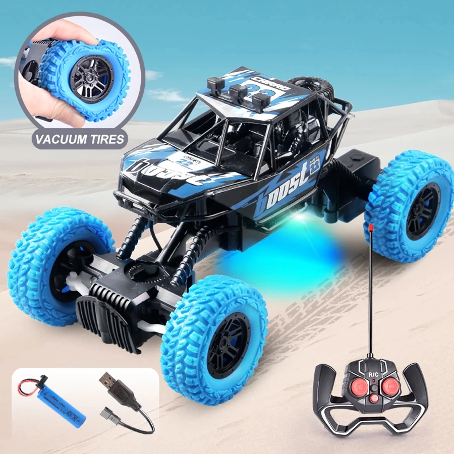 Remote control car with colorful flashing lights, rubber wheels，off-road toy car suitable for children\'s gifts，random box