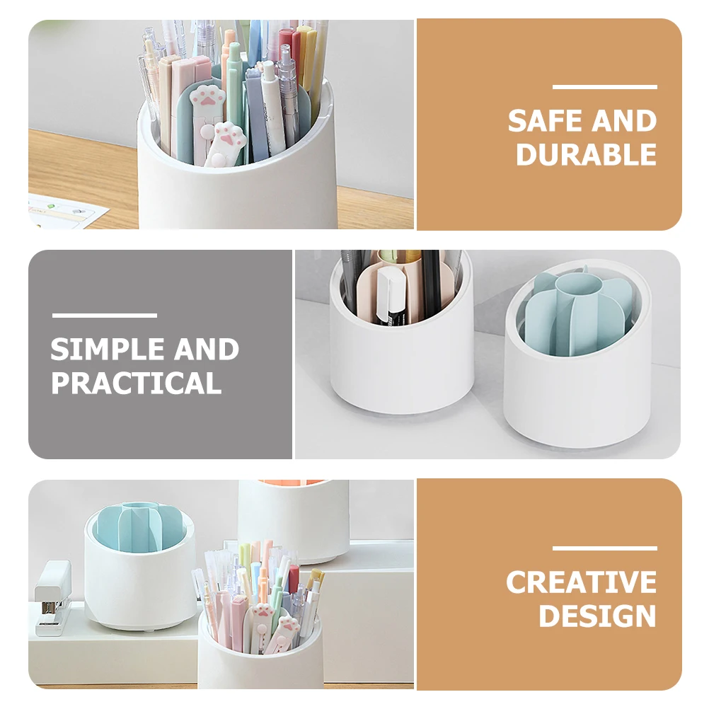 

Desk Pen Holder Organizer Rotating Makeup Brush Office Supplies Desktop Storage Stationery