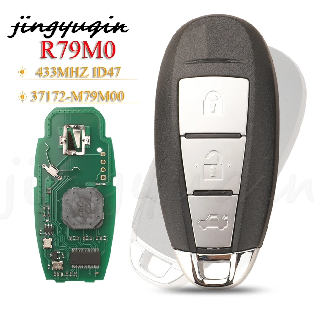 

jingyuqin 3Buttons R79M0 Smart Remote Car Key Fob 433MHz ID47 Chip For Suzuki Ciaz 2015+ 37172-M79M00 2013DJ1474