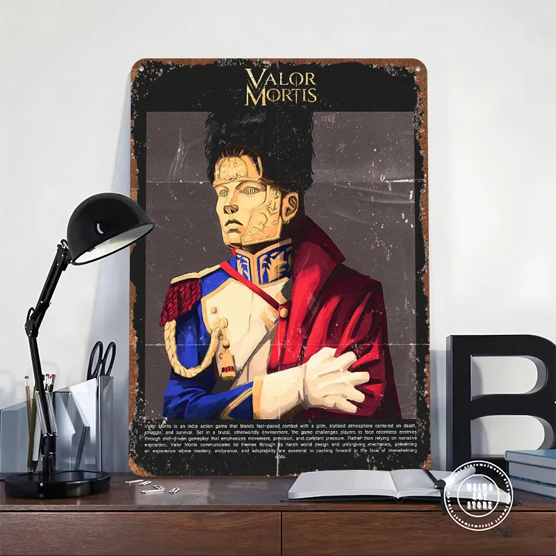 Valor Mortis Game Tinplate Poster Custom Wall Art Vintage Metal Signs Retro Tin Plaque for Bedroom Decoration Gaming Desk Decor