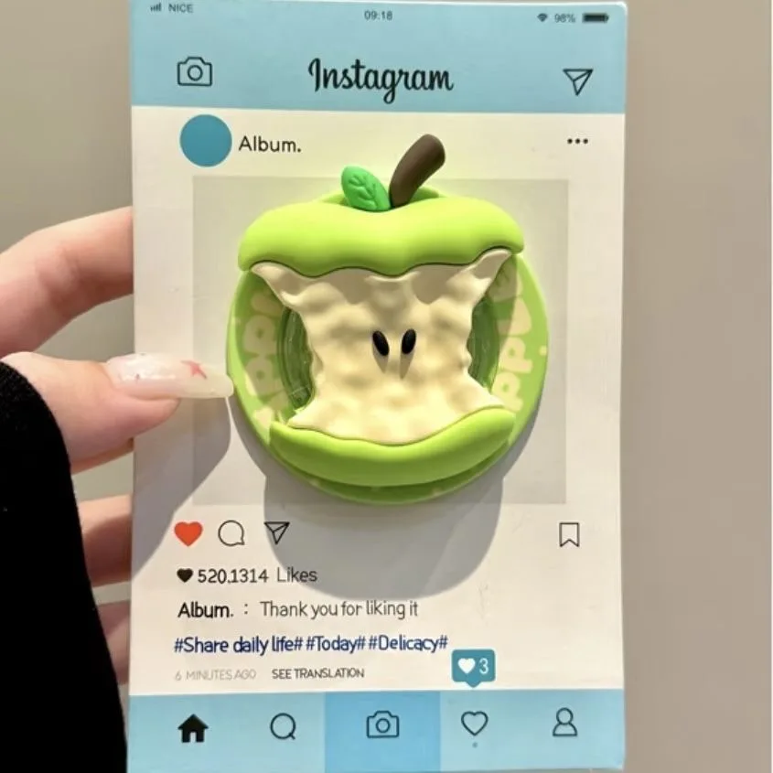 Kawaii 3D Apple Bite Shape For Magnetic Phone Stand Griptok Holder For iPhone Samsung Pad Magsafe Smart Tok Women's Gifts