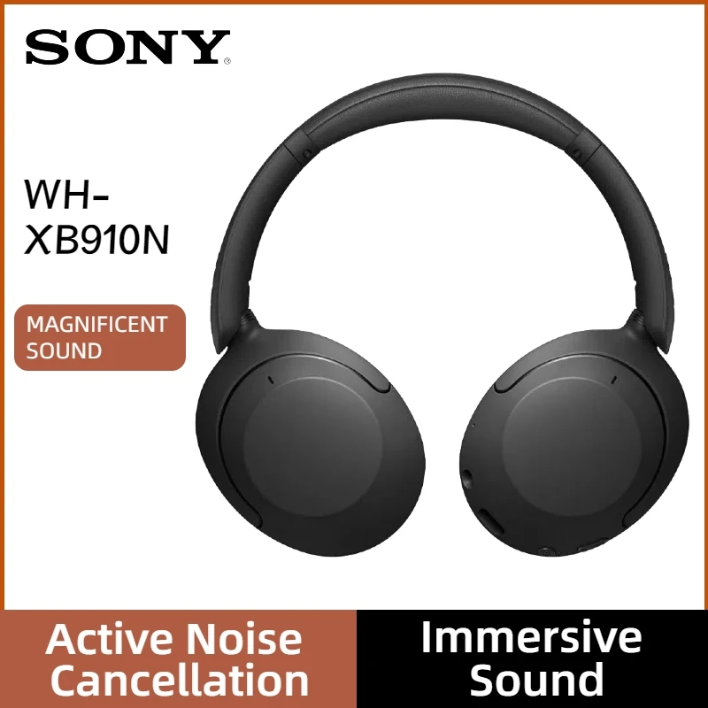 سماعات الرأس Sony WH-XB910N EXTRA BASS المانعة للضوضاء، سماعة بلوتوث لاسلكية فوق الأذن مع ميكروفون وتحكم صوتي Alexa