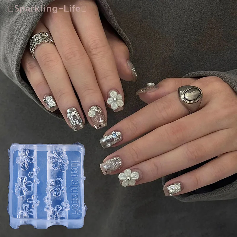 【JYA1】3D Hawaii Hibiscus Flowers Nail Silicone Mold Floral Petal Design Resin Molds Nail Art Carving Template Manicure