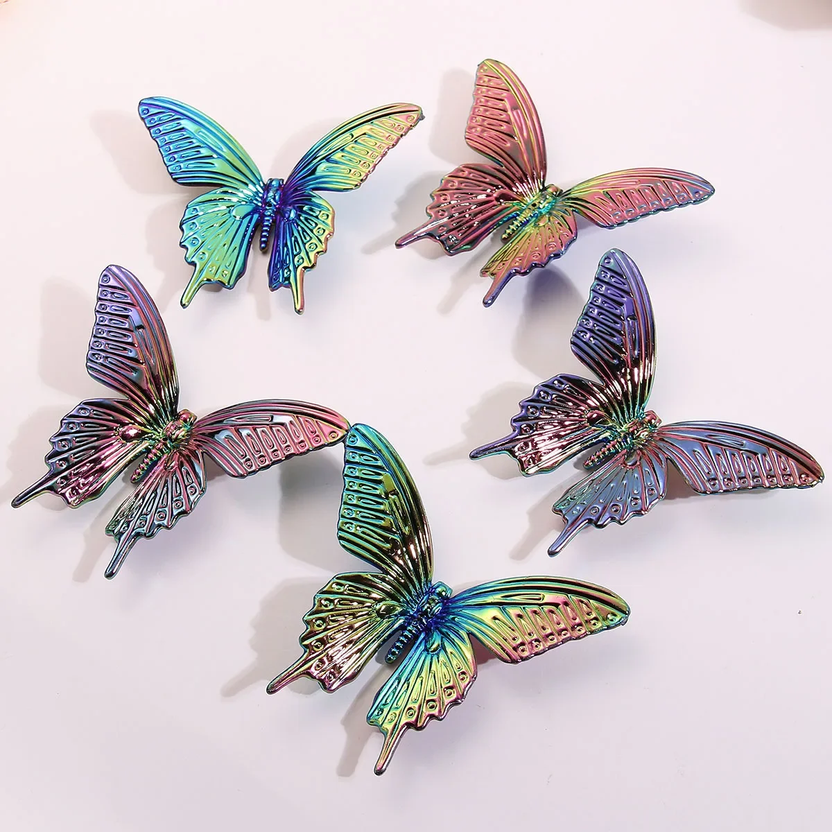 2pcs Aurora Colorful AB Color Three-dimensional Butterfly Acrylic Jewelry Accessories DIY Personalized Headgear Women's Pendant