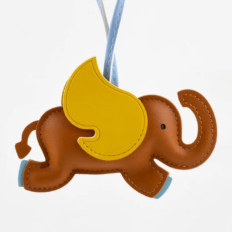 10 Colors Wings Elephant Keychain Leather Animal Pendant for Women Bag Charm Decoration Key Chain Holder Gift 2025 New