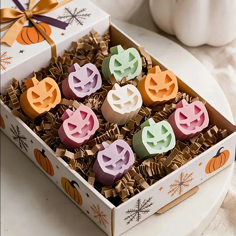 2Pcs 18-Cavity Demon Pumpkin Silicone Mold, Halloween Pumpkin Mould for DIY Resin Chocolate Soap, Home Party Decor