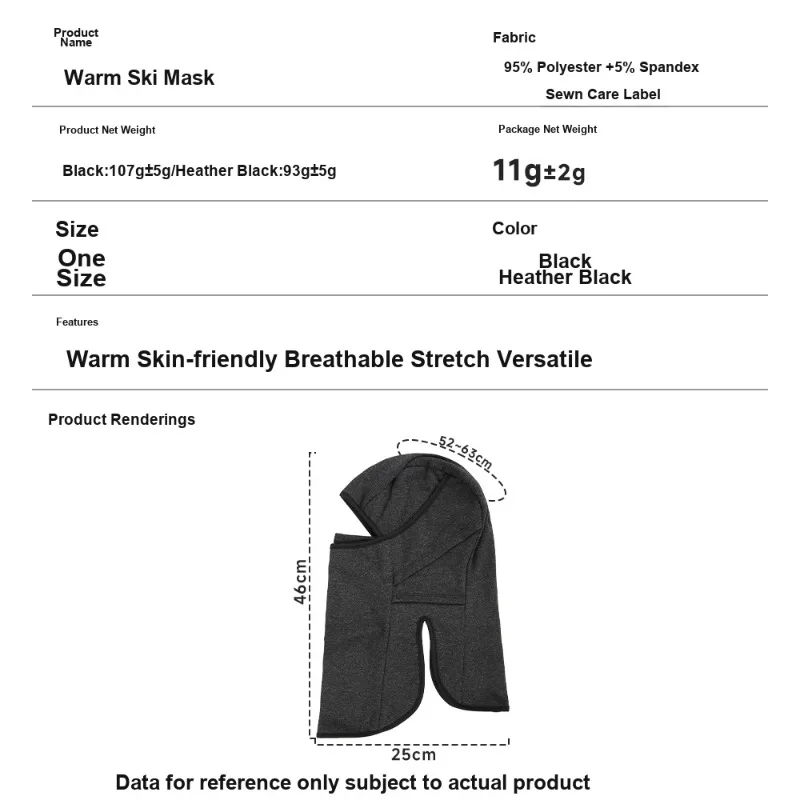 Thermal Cycling Balaclava Windproof Cold Resistant Full Face and Neck Protector for Autumn Winter Outdoor Skiing Sports