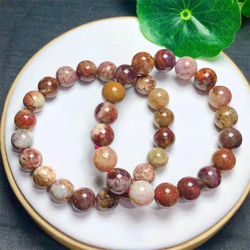 10MM Natural Ocean Jasper Bracelet Wealth Beads Crystal Quartz Healing Fashion Jewelry Gift For Women 1pcs