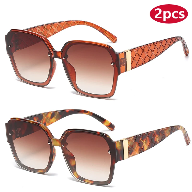 

Туризм, 2 шт., ретро квадратные металлические очки в большой оправе, антисветовые очки, женские уличные персонализированные очки, сетчатые очки с градиентом, UV400