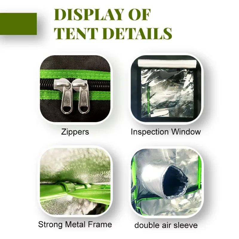120 * 240 * 200 Tip Product Rectangular Planting Tent Kit with Humidifier and Indoor Mushroom Growth Shelf