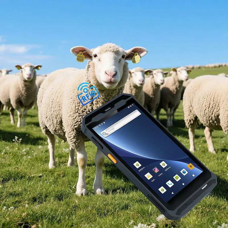 Handheld 125khz-134.2khz RFID Animal Ear Tag Reader Androi-d PDA Scanner for Cattle/goat Dairy Farm Livestock Data Management