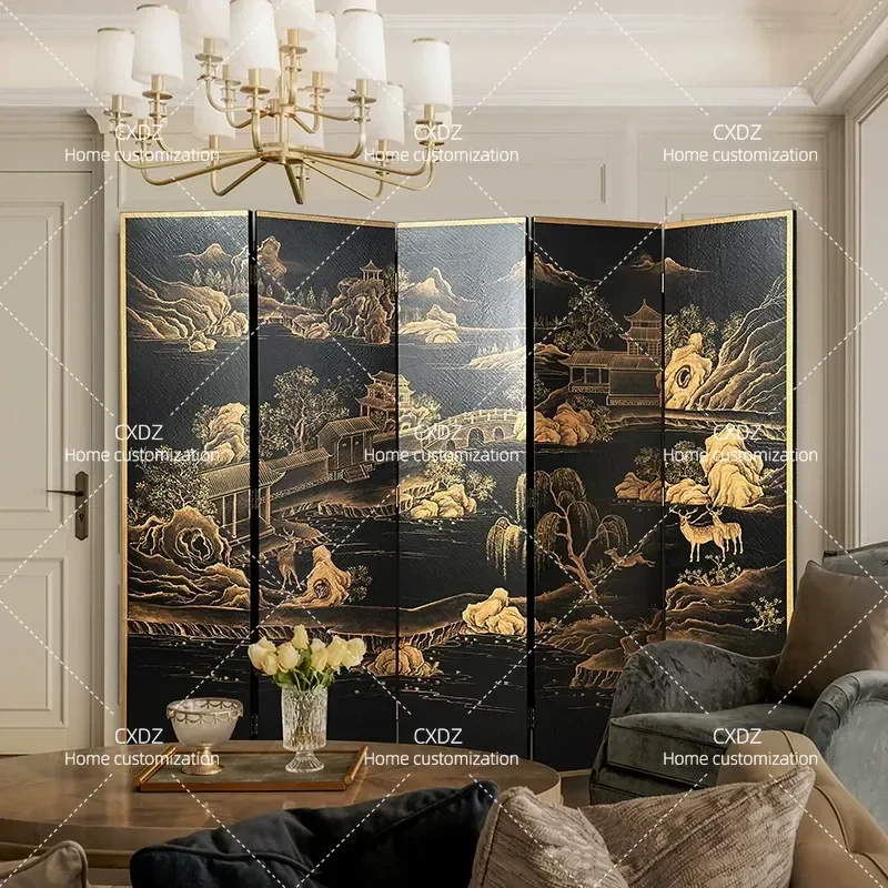 Modern Simple Folding Screen Room Divider Entrance Porch Partition Living Room Sofa Background Lacquer Painting Customizable
